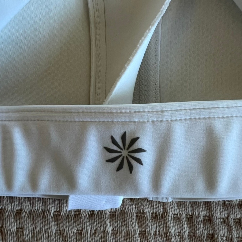ATHLETA White Zip Front Sports Bra Racerback S/M Workout Fitness Women's - Picture 3 of 9